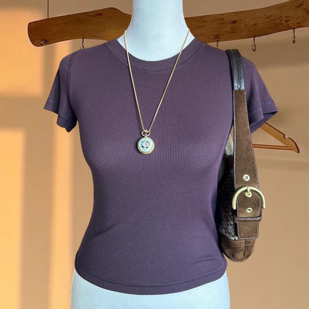 aritzia Wilfred free Purple Ribbed Women's Top
